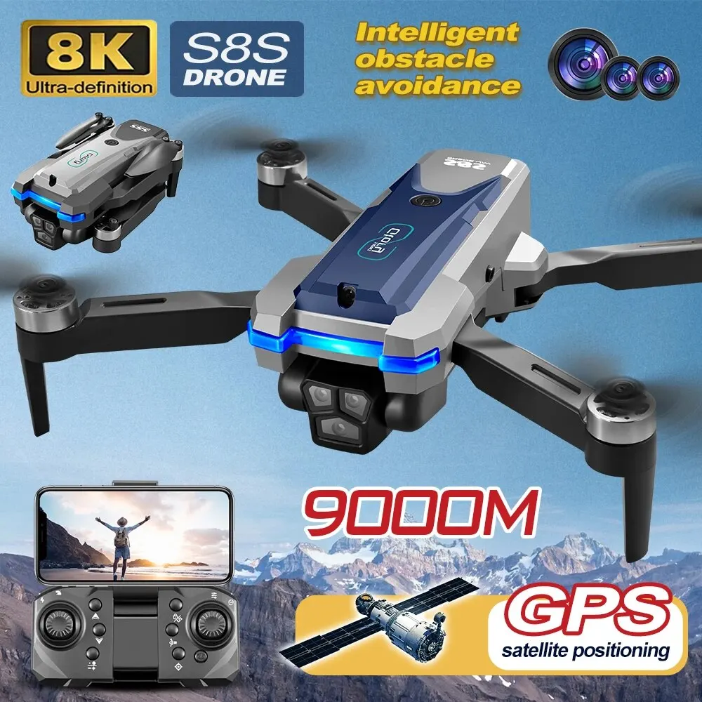S8S GPS Drone 5G Wifi 8K HD Du - Drone Camera Wide Angle 评论和价格